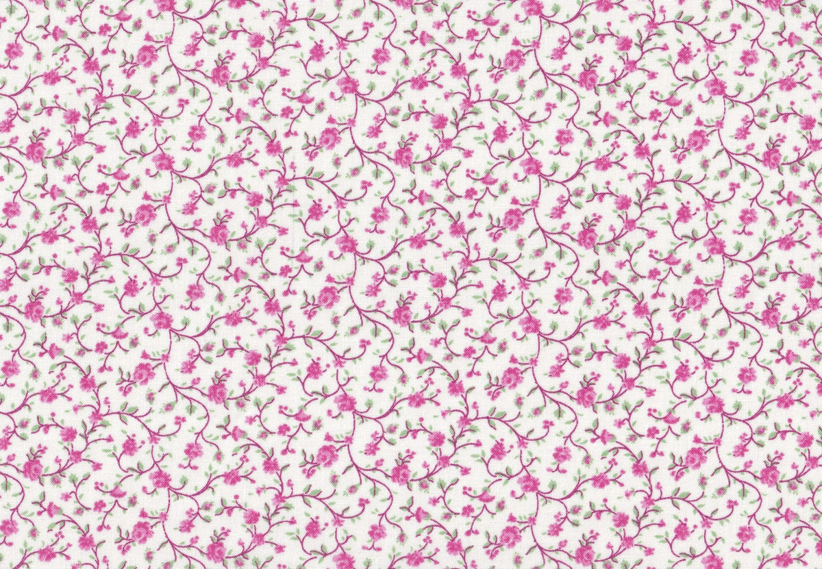Wild Flowers Calico Floral Vines Pink Foust Textiles Cotton Fabric | US Fabric Shop