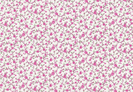 Wild Flowers Calico Floral Vines Pink Foust Textiles Cotton Fabric