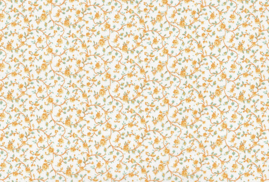 Wild Flowers Calico Floral Vines Yellow Foust Textiles Cotton Fabric