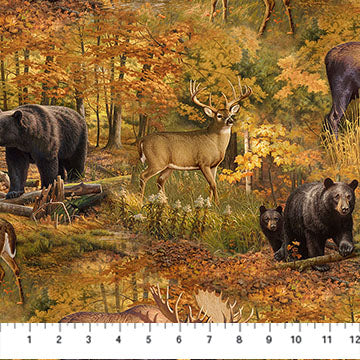 Naturescapes Wilderness Animals Scenic Rust Multi Greg Alexander Northcott Cotton Fabric