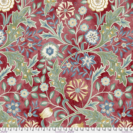 Wilhelmina 108" Wide Back Crimson The Original Morris & Co. Free Spirit Cotton Fabric FS-QBWM010.CRIMSON