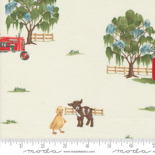 Willows Farm All Over Landscape and Nature Farm Animals Scenic Cloud Beige Deb Strain Moda Fabrics Cotton Fabric