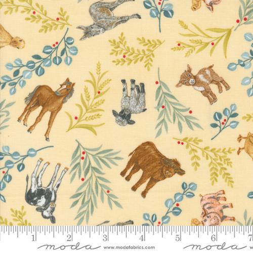 Willows Farm Farm Animals All Over Novelty Cows Sheep Chicken Pigs Horses Sunshine Yellow Deb Strain Moda Fabrics Cotton Fabric