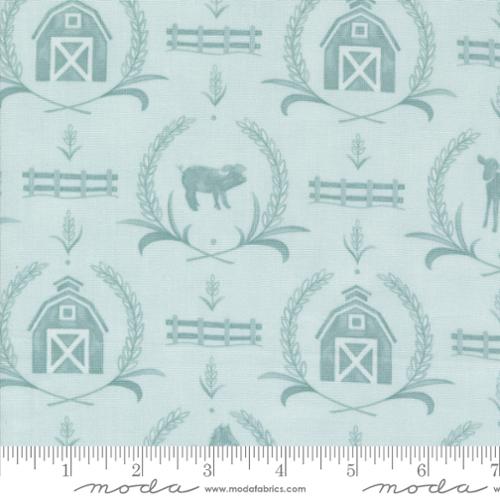 Willows Farm Farm Yard Damask Sky Blue Deb Strain Moda Fabrics Cotton Fabric