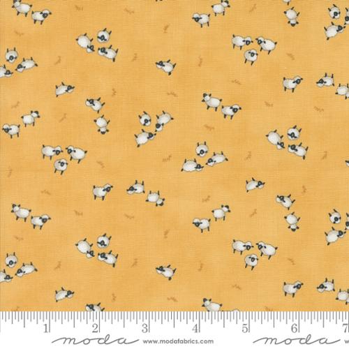 Willows Farm Sheeps In The Pasture Novelty Goldenrod Yellow Deb Strain Moda Fabrics Cotton Fabric