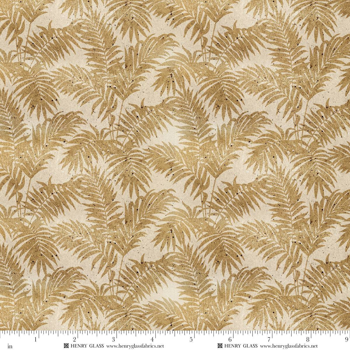 Window to Paradise Leaves Texture Sand Beige Lisa Sparling Henry Glass Cotton Fabric HG-2329-31