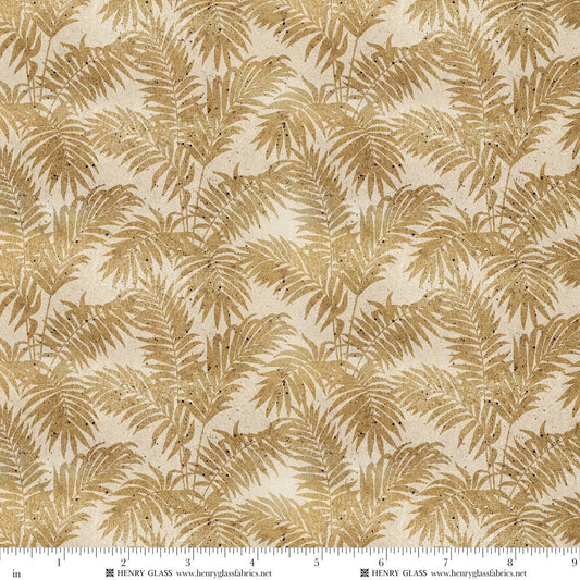 Window to Paradise Leaves Texture Sand Beige Lisa Sparling Henry Glass Cotton Fabric HG-2329-31