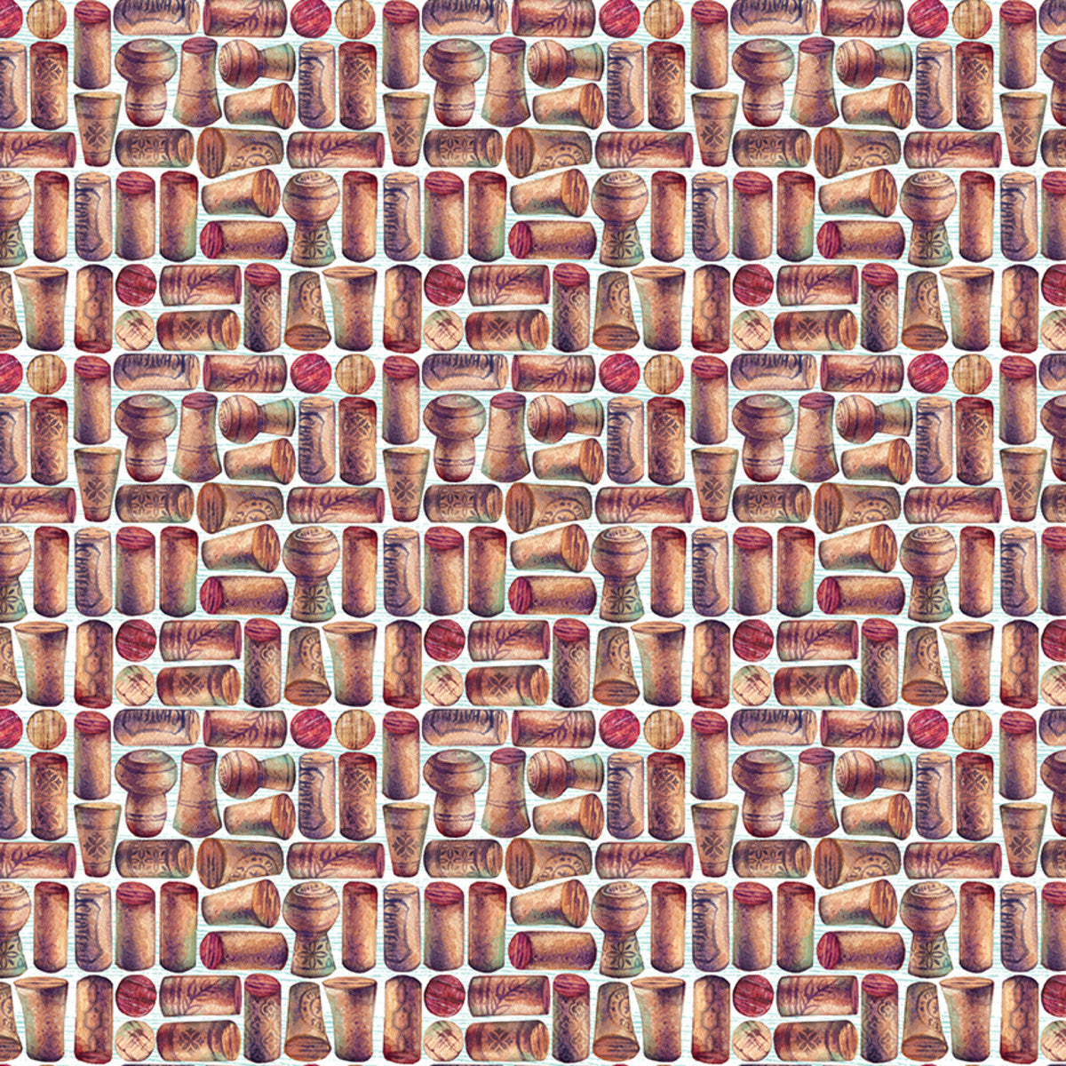 Wine O' Clock Sealed with Style Corks White Courtney Morgenstern 3 Wishes Cotton Fabric 3W-24577-MULTI