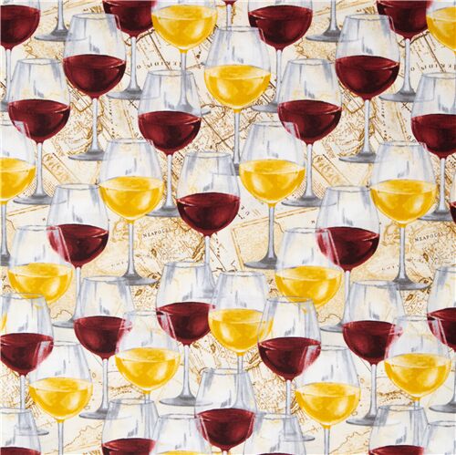Wine Vintage Wine Glasses Multi Timeless Treasures Cotton Fabric