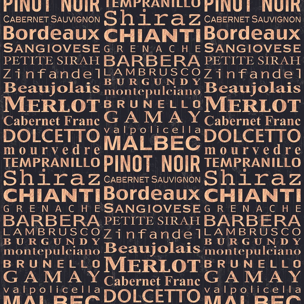 Wine Words Black Charcuterie and Cheese Sykel Cotton Fabric
