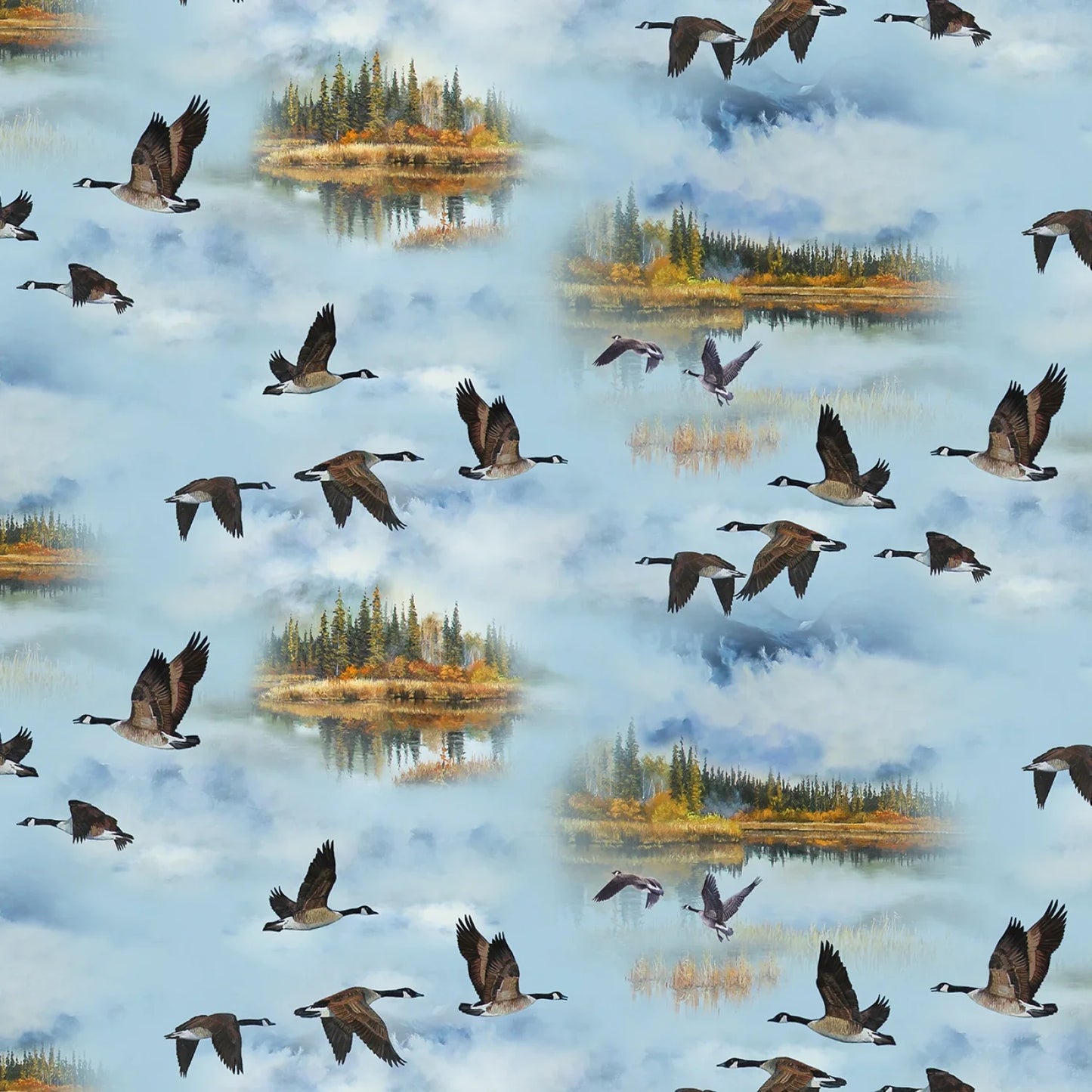 Wings Flying Geese Blue Richard Clifton & Andrew Kiss Elizabeth's Studio Cotton Fabric ES-48000-BLUE