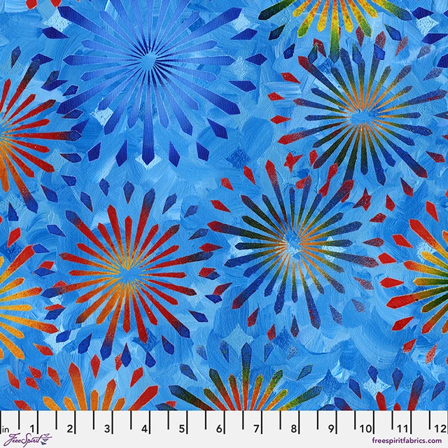 Wings of Wonder Fiesta Blue Sue Penn Free Spirit Cotton Fabric FS-PWSP115.BLUE