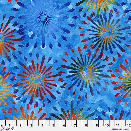 Wings of Wonder Fiesta Blue Sue Penn Free Spirit Cotton Fabric FS-PWSP115.BLUE