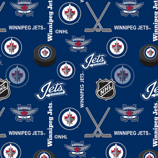 Winnipeg Jets NHL Hockey Allover Sykel Enterprises Polyester Fleece Fabric NHL-1385-JET