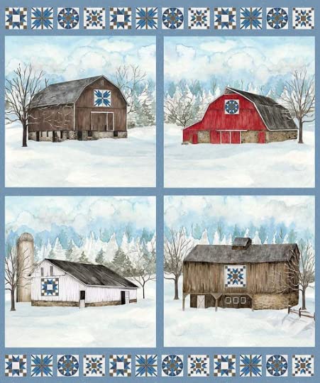 Winter Barns Quilts Barn Panel 36" Tara Reed Riley Blake Cotton Fabric