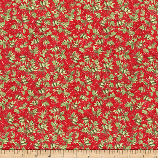 Winter Forest Holly and Berries Red Susan Winget Wilmington Prints Cotton Fabric