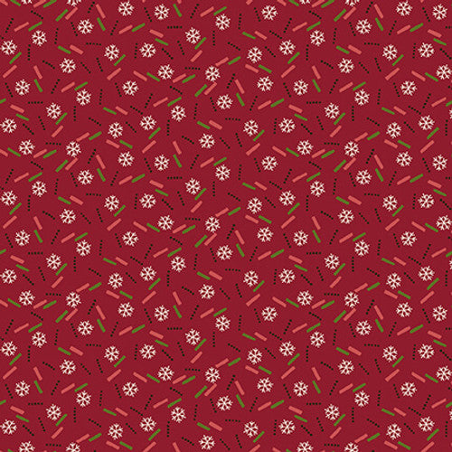 Winter Joy Snowflake Toss Red Hannah West Henry Glass Cotton Fabric