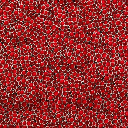 Winter Magic Berries Red Silver Metallic Hoffman Cotton Fabric