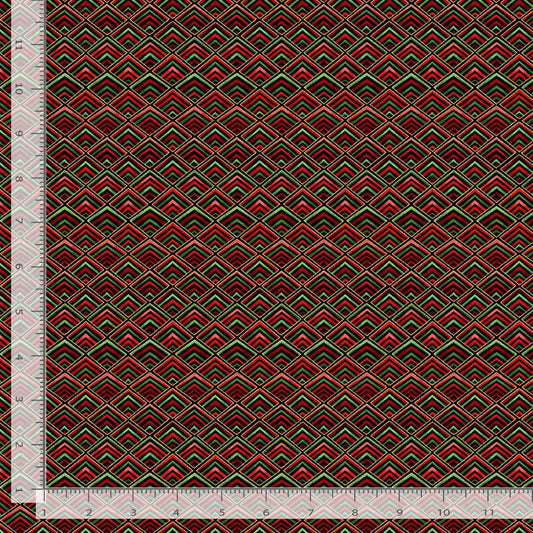 Winter Rose Diamond Geo Red Chong-A-Hwang Timeless Treasures Cotton Fabric