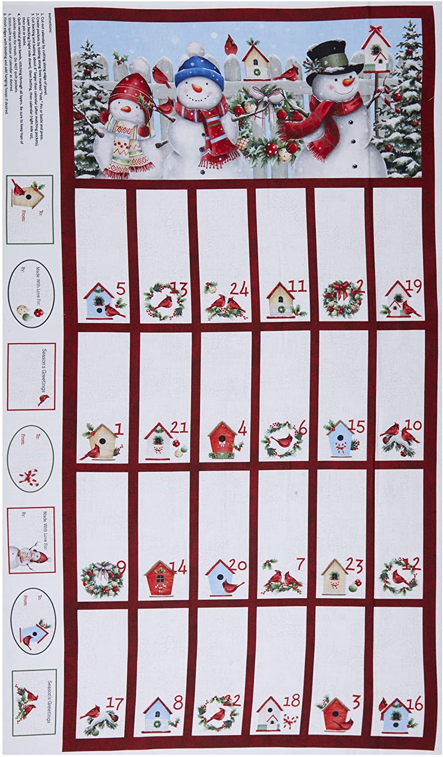 Winter Welcome Advent Calendar Panel 36" Northcott Fabrics 100% Cotton Fabric