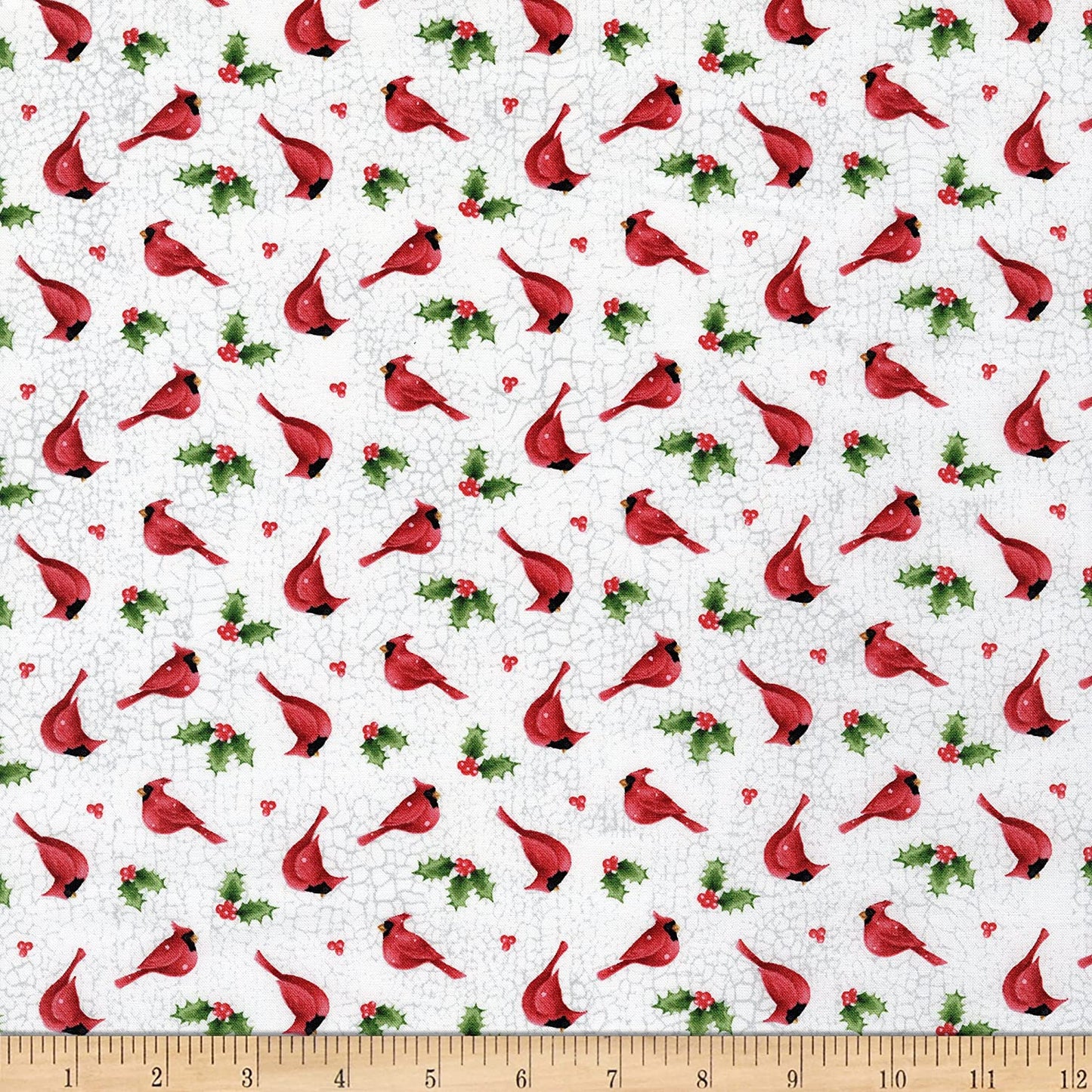 Winter Welcome Cardinal Toss White Northcott Fabrics Cotton Fabric