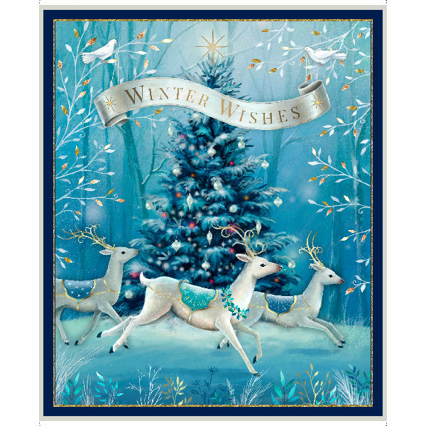 Winter Wishes Panel Sarah Summers Quilting Treasures Cotton Fabric