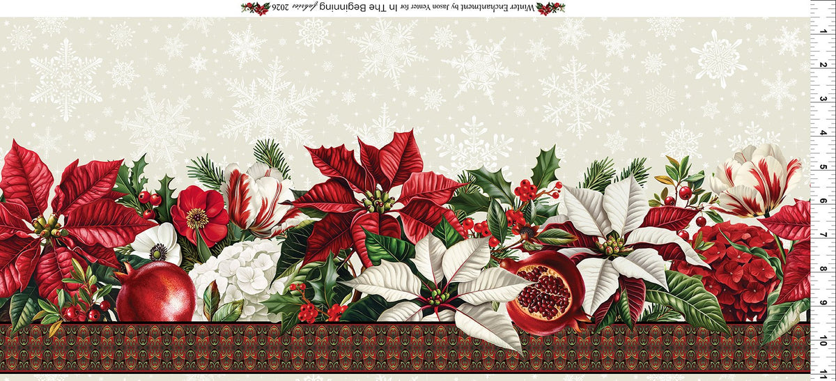 Winter Enchantment Border Stripe Cream Jason Yenter In The Beginnings Cotton Fabric ITB-1WEN-1