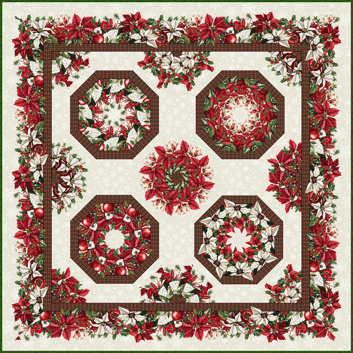Winter Enchantment Kaleidoscope Cream Quilt Kit 62"x62" Jason Yenter In The Beginning Cotton Fabric ITB-WEN-KC-KIT