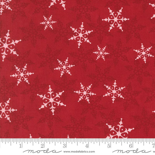 Winter Friends Falling Snow Winter Snowflakes Berry Red Deb Strain Moda Cotton Fabric MD-56134-17