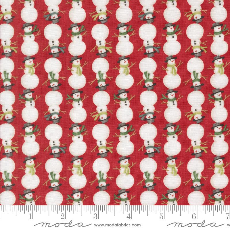 Winter Friends Stacked Snowmen Winter Berry Red Deb Strain Moda Cotton Fabric MD-56135-17