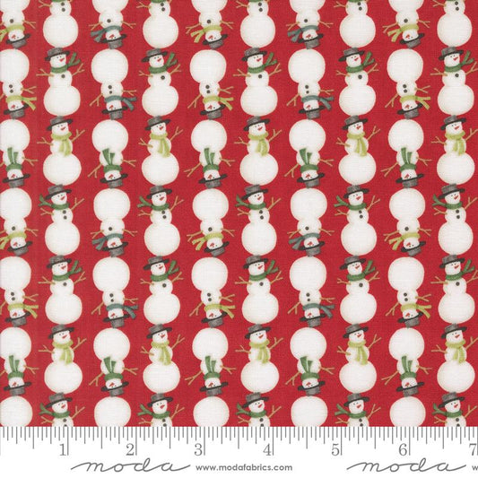 Winter Friends Stacked Snowmen Winter Berry Red Deb Strain Moda Cotton Fabric MD-56135-17