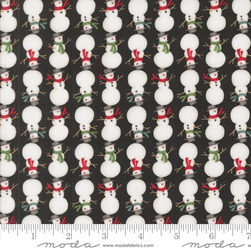 Winter Friends Stacked Snowmen Winter Charcoal Black Deb Strain Moda Cotton Fabric MD-56135-18