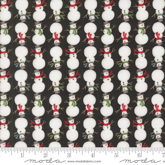 Winter Friends Stacked Snowmen Winter Charcoal Black Deb Strain Moda Cotton Fabric MD-56135-18