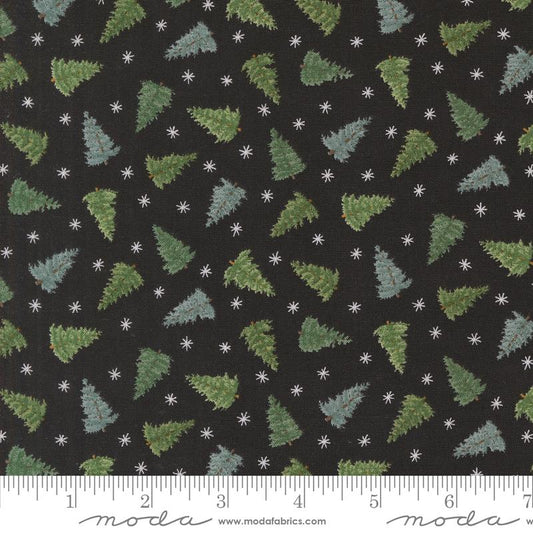 Winter Friends Tossed Trees Christmas Trees Snowflakes Charcoal Black Deb Strain Moda Cotton Fabric MD-56136-18