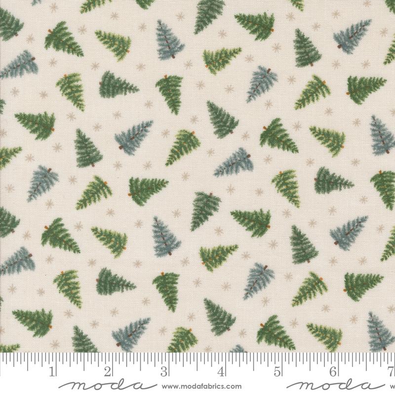 Winter Friends Tossed Trees Christmas Trees Snowflakes Snowy White Multi Deb Strain Moda Cotton Fabric MD-56136-11