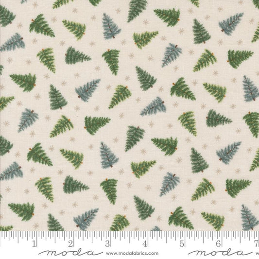 Winter Friends Tossed Trees Christmas Trees Snowflakes Snowy White Multi Deb Strain Moda Cotton Fabric MD-56136-11