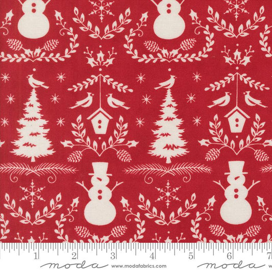 Winter Friends Winter Damask Berry Red Deb Strain Moda Cotton Fabric MD-56133-17