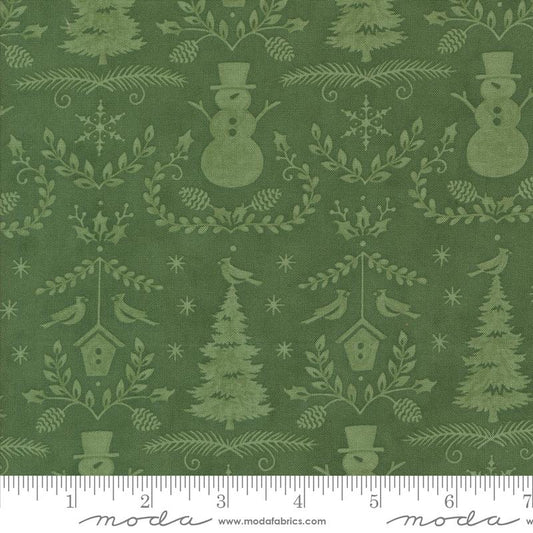 Winter Friends Winter Damask Spruce Dark Green Deb Strain Moda Cotton Fabric MD-56133-16