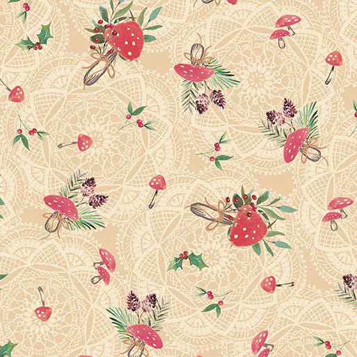 Winter Haven Forest Gathering Medium Natural Rachel Rossi Benartex Cotton Fabric BE-16794-72