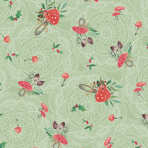 Winter Haven Forest Gathering Medium Sage Rachel Rossi Benartex Cotton Fabric BE-16794-42