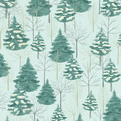 Winter Haven Forest Symphony Light Turquoise/Pine Rachel Rossi Benartex Cotton Fabric BE-16792-84