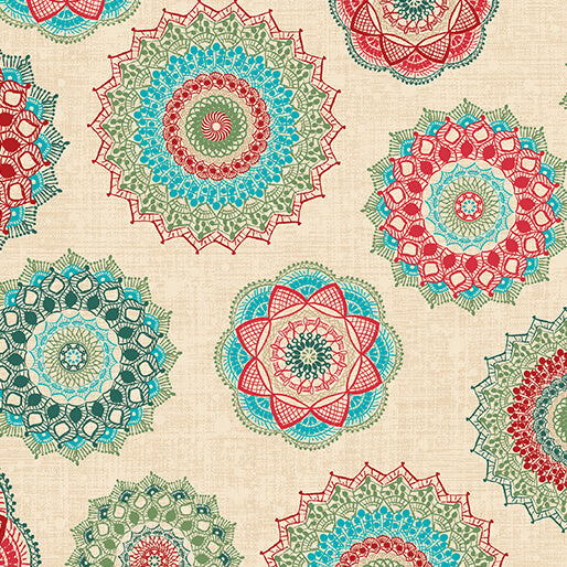 Winter Haven Frosty Medallion Multi Rachel Rossi Benartex Cotton Fabric BE-16793-99