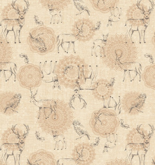 Winter Haven Waltz Tan Rachel Rossi Benartex Cotton Fabric BE-16791-73
