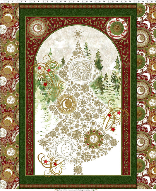 Winter Solstice II Panel 36" Multi Gold Metallic In the Beginning Fabric Cotton Fabric ITB-1WS-1M