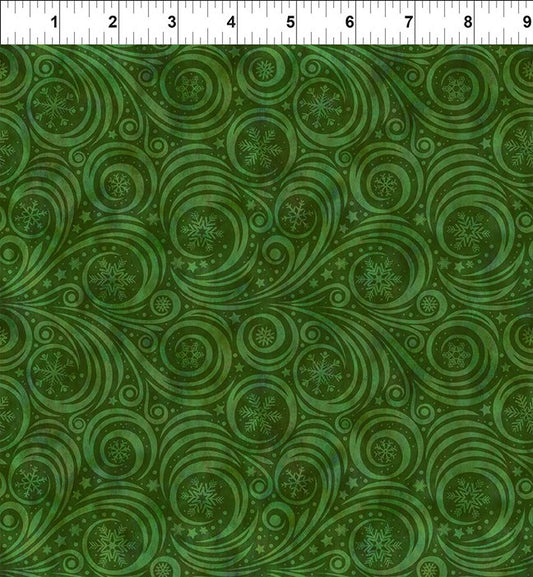 Winter Solstice II Snow Swirl Green In the Beginning Fabric Cotton Fabric ITB-10WS-5