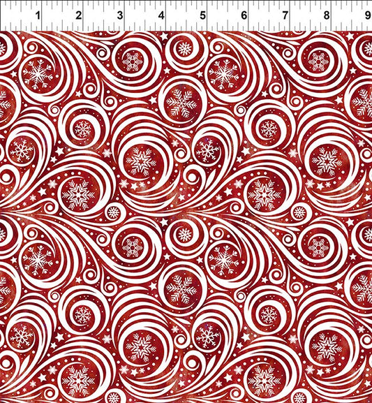 Winter Solstice II Snow Swirl Red White In the Beginning Fabric Cotton Fabric ITB-10WS-2
