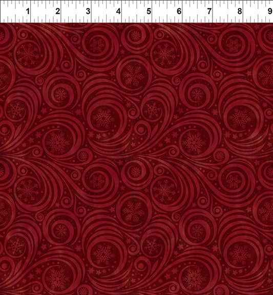 Winter Solstice II Snow Swirl Red In the Beginning Fabric Cotton Fabric ITB-10WS-4