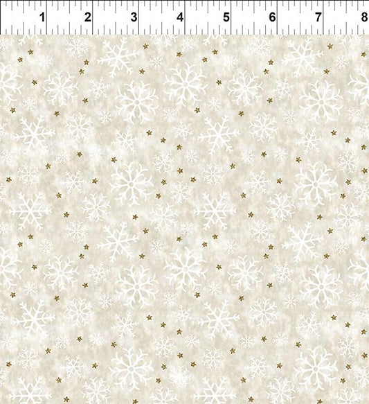 Winter Solstice II Snowflakes Cream Gold Metallic In the Beginning Fabric Cotton Fabric ITB-11WS-1M