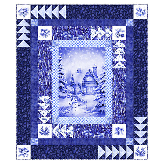Winter Twilight Digital Quilt Top 56"x 66" Blue Patrick Lose Northcott Cotton Fabric NC-DQ43105