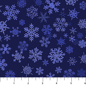 Winter Twilight Flaky Snowflakes Deep Blue Patrick Lose Northcott Cotton Fabric NC-PL-10770-48